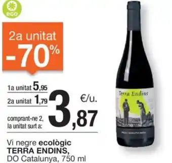 BonpreuEsclat Vi negre ecològic TERRA ENDINS, DO Catalunya, oferta