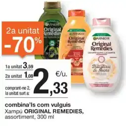 BonpreuEsclat Combina'ls com vulguis xampú original remedies, assortiment, oferta