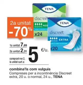 BonpreuEsclat Combina'ls com vulguis compreses per a incontinència discreet extra, 20 u. o normal, 24 u., tena oferta