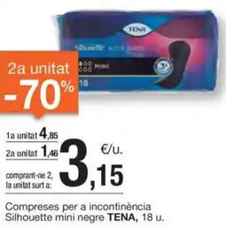 BonpreuEsclat Compreses per a incontinència silhouette mini negre tena, 18 u. oferta