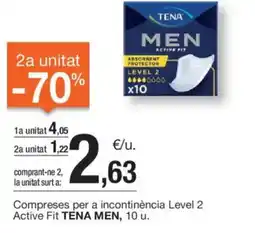 BonpreuEsclat Compreses per a incontinència level 2 active fit tena men, 10 u. oferta