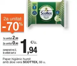 BonpreuEsclat Paper higiènic humit amb àloe vera scottex, 66 u. oferta