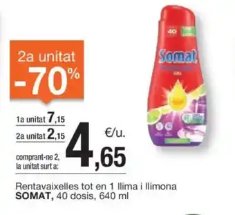 BonpreuEsclat Rentavaixelles tot en 1 llima i llimona SOMAT, 40 dosis, oferta