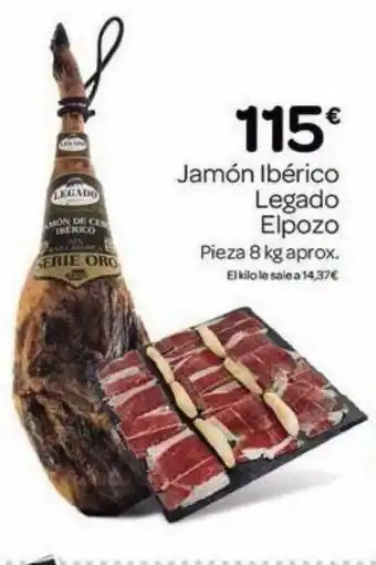 Supermercados El Jamón Jamón Ibérico Legado Elpozo oferta