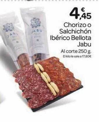 Supermercados El Jamón Chorizo O Salchichón Ibérico Bellota Jabu oferta