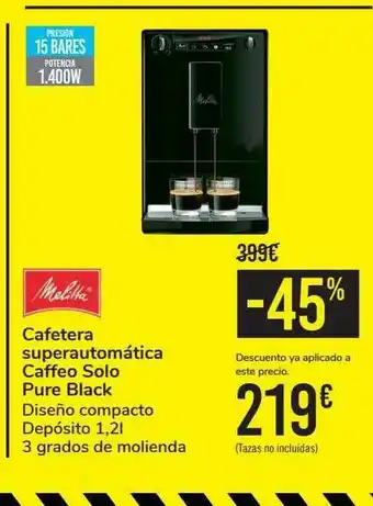 Carrefour Melitta Cafetera Superautomática Caffeo Solo Pure Black oferta