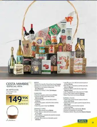 Makro Cesta Mimbre Especial Rifa 28 Artículos oferta