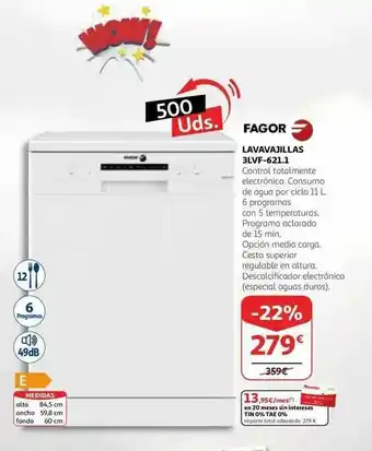 Alcampo Fagor Lavavajillas 3lvf-621.1 oferta