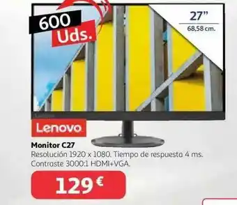 Alcampo Lenovo Monitor C27 oferta
