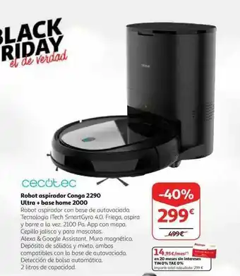 Alcampo Cecotec Robot Aspirador Conga 2290 Ultra + Base Home 2000 oferta