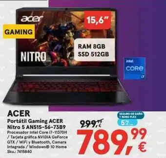 Worten Acer Portátil Gaming Acer Nitro 5 An515-56-73b9 oferta