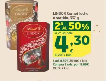 HiperDino 2a Al 50% Lindor Cornet Leche O Surtido oferta
