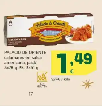 HiperDino Palacio De Oriente Calamares En Salsa Americana oferta