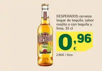 HiperDino Desperados Cerveza Toque De Tequila Sabor Mojito O Con Tequila Y Lima oferta
