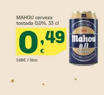 HiperDino Mahou Cerveza Tostada 0.0% oferta