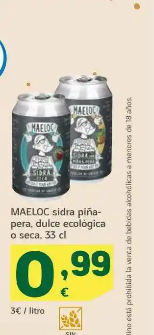 HiperDino Maeloc Sidra Piña-pera Dulce Ecológica O Seca oferta