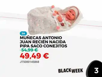 Juguetoon Muñecas Antonio Juan Recién Nacida Pipa Saco Conejitos oferta