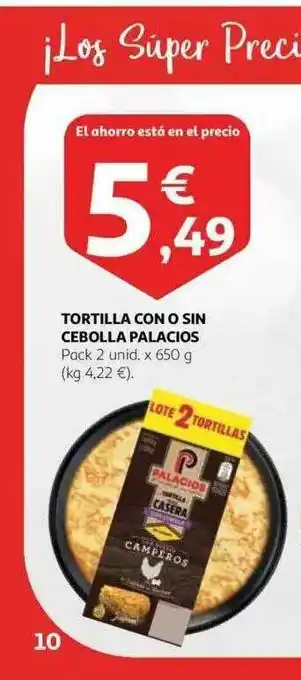 Alcampo Tortilla Con O Sin Cebolla Palacios oferta