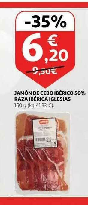Alcampo Jamón De Cebo Ibérico 50% Raza Ibérica Iglesias oferta