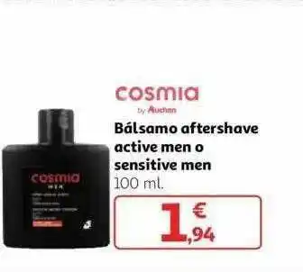 Alcampo Cosmia Bálsamo Aftershave Active Men O Sensitive Men oferta