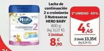 Alcampo Leche De Continuación 2 O Creimiento 3 Nutrasense Hero Baby oferta