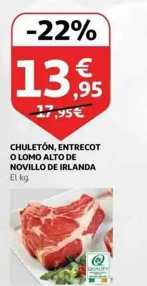 Alcampo Chuleton Entrecot O Lomo Alto De Novillo De Irlanda oferta