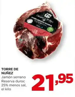 Alimerka TORRE DE NUÑEZ Jamón serrano Reserva duroc 25% menos sal oferta