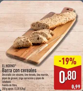 ALDI EL HORNO® Barra con cereales oferta