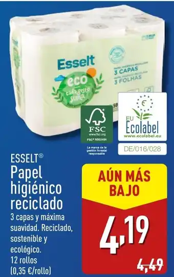 ALDI ESSELT® Papel higiénico reciclado oferta