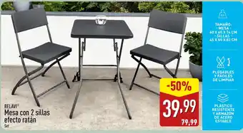 ALDI BELAVIⓇ Mesa con 2 sillas efecto ratán oferta