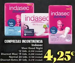 Gadis INDASEC Compresas incontinencia oferta