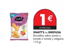 Supermercados Lupa SNATT'S de GREFUSA Bocaditos sabor jamón y tomate o tomate y orégano oferta