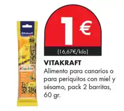 Supermercados Lupa VITAKRAFT Alimento para canarios o para periquitos con miel y sésamo, pack 2 barritas oferta