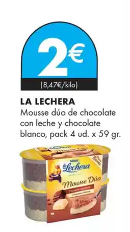 Supermercados Lupa LA LECHERA Mousse dúo de chocolate con leche y chocolate oferta