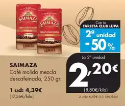 Supermercados Lupa SAIMAZA Café molido mezcla descafeinado oferta