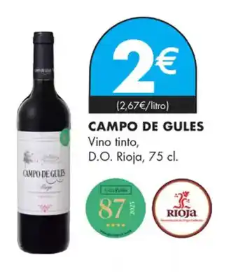 Supermercados Lupa CAMPO DE GULES Vino tinto, oferta