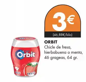 Supermercados Lupa ORBIT Chicle de fresa, hierbabuena o menta, 46 grageas oferta