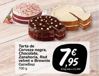 Carrefour Market Tarta De Cerveza Negra, Chocolate Zanahoria, Red Velvet O Brownie Carrefour 700g oferta