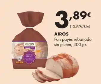 Supermercados Lupa AIROS Pan payés rebanado sin gluten oferta