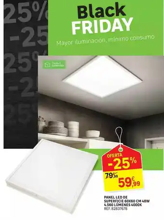 Leroy Merlin Panel Led De Superficie 60x60 Cm 48w 1.560 Lumens 4.000k oferta