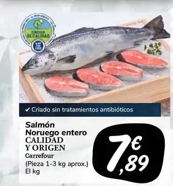 Carrefour Market Salmón Noruego Entero Calidad Y Origen 1-3kg oferta