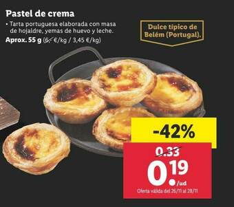 Lidl Pastel De Crema oferta