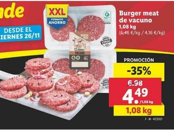 Lidl Burger Meat De Vacuno oferta