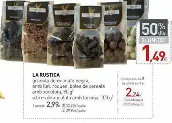 Condis 50% Dte 2a Unitat La Rustica Granola De Xocolata Negra Amb Llet Roques Boles De Cereales Amb Xocolata O Tires De Xocolata Amb oferta