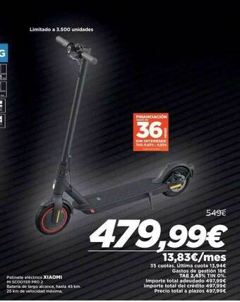 El Corte Inglés Patinete Eléctrico Xiaomi Mi Scooter Pro 2 oferta