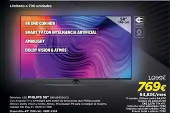 El Corte Inglés Televisor Led Philips 58 oferta