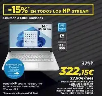 El Corte Inglés Portátil Hp Stream 14s-dq0014ns oferta