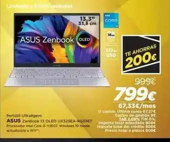 El Corte Inglés Portátil Ultraligero Asus Zenbook 13 Oled Ux35sea-kg336t oferta