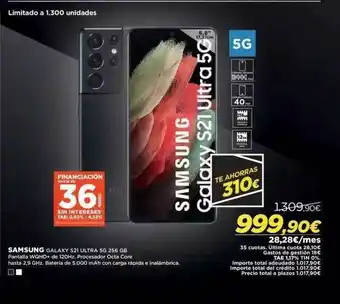 El Corte Inglés Samsung Galaxy S21 Ultra 5g 256gb oferta