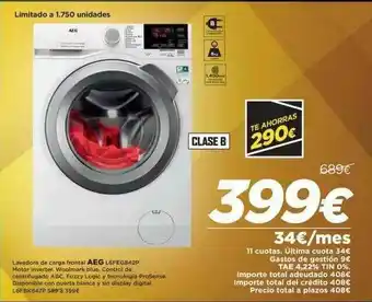 El Corte Inglés Lavadora De Carga Frontal Aeg L6feg842p oferta